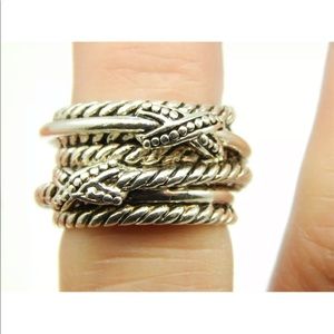 DESIGNER INSPIRED CROSSOVER STERLING MULTIPLE ROPE BAND X